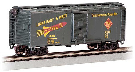 Bachmann 16016 HO Scale Pullman-Standard PS-1 40' Steel Boxcar - Ready to Run - Silver Series(R) -- Toledo, Peoria & Western 606 (green, yellow, red, Rocket Graphics)