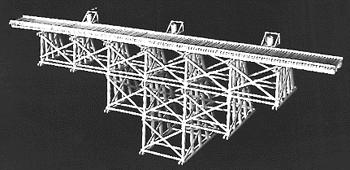 Campbell Scale Models 752 N Scale Tall Straight Timber Trestle -- 11" (27.5cm) span; 3-3/8" (8.1cm) high