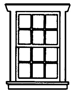 Campbell Scale Models 900 HO Scale Windows (White Plastic) -- Double-Hung, 6-Pane pkg(4)