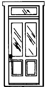 Campbell Scale Models 917 HO Scale Doors (White Plastic) -- 2-Panel, 2-Light w/Transom pkg(2)