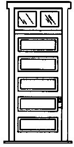 Campbell Scale Models 918 HO Scale Doors (White Plastic) -- 5-Panel w/Transom pkg(2)