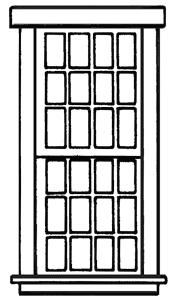 Campbell Scale Models 929 HO Scale Windows (White Plastic) -- Double-Hung 12-Pane