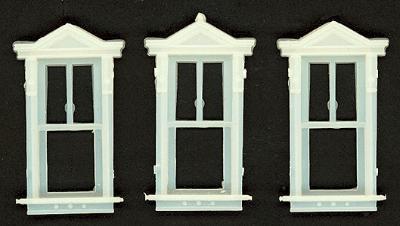 Campbell Scale Models 939 HO Scale Windows (White Plastic) -- Large Victorian pkg(3)