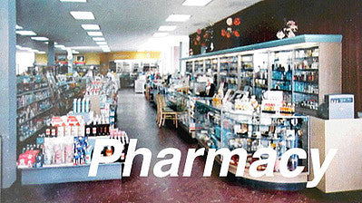 City Classics 1302 HO Scale Picture Window Photo Interior - Pharmacy -- Fits 3 to 3-1/2"  7.6 to 8.9cm Wide x 1-5/8"  4.1cm Building Storefront