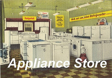 City Classics 1414 HO Scale Appliance Store Picture Window Photo Interior -- Fits 4"  10.2cm Wide x 2-1/8"  5.4cm Building Storefront