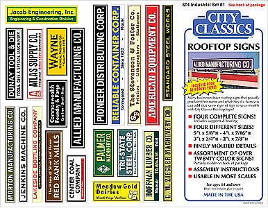 City Classics 801 HO Scale Rooftop Industrial Signs  - Kit -- #1 - One of Each Size: 5 x 5/8", 4 x 7/16", 3 x 3/4" & 2 x 7/8"