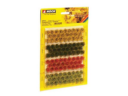 Noch 7011 All Scale Grass Tufts XL -- Dark Green, Dark Green, Red, Yellow 3/8" 9mm Fibers pkg(104)