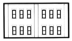 Design Preservation Models 60122 N Scale N Scale Modulars System(TM) (Plastic) -- Two-Story 12-Window pkg(3); 3-1/2" Wide x 1-15/16" High  8.7 x 4.8cm