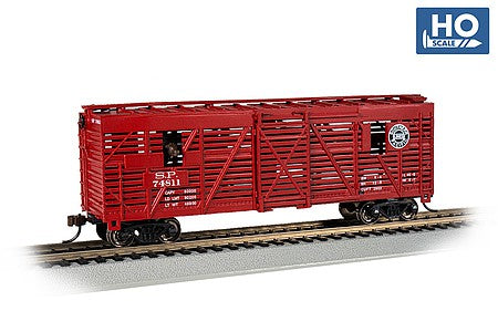 Bachmann 19711 HO Scale 40' Animated Stock Car with Cattle - Ready to Run - Silver Series(R) -- Southern Pacific 74811 (Boxcar Red, black, Lines Logo)