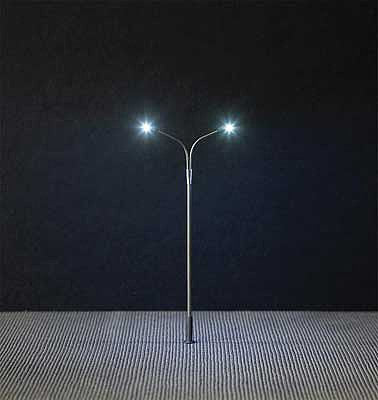 Faller 180101 HO Scale LED Double Streetlight -- Adjustable height up to 3-15/16" 10cm tall pkg(3)