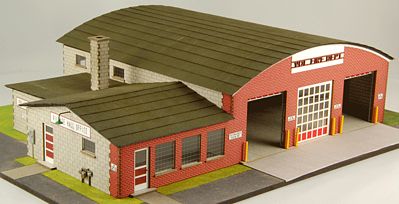 GCLaser 19037 HO Scale Village Hall & Volunteer Fire Dept. -- Kit - 9-1/2 x 7-1/8 x 2-9/16" 24.1 x 18.1 x 6.5cm