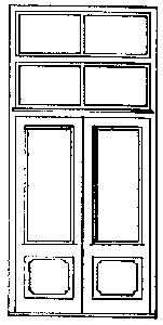 Grandt Line 3627 O Scale Commercial Storefront Door w/Rectangular Window & Double Transom -- Double Door - Scale 65"x 12'