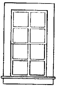 Grandt Line 3702 O Scale Double-Hung Windows -- 8-Pane - Scale 27 x 48" 68.6 x 122cm pkg(4)