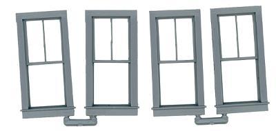 Grandt Line 3766 O Scale Double-Hung Windows -- 2-Over-1, Scale 28 x 64" 71.1 x 163cm pkg(4)