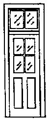 Grandt Line 5072 HO Scale Door -- 4-Pane Window w/Transom