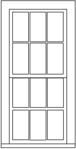 Grandt Line 5283 HO Scale Double-Hung Windows -- 6-Over-6, 38 x 86" pkg(4)