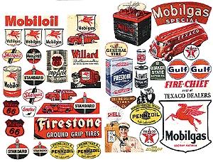 JL Innovative Design 184 HO Scale 1940s-1950s Gas Station Posters & Signs -- Gas Station & Oil