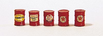 JL Innovative Design 313 HO Scale Gas Station Barrels pkg(5) -- Red