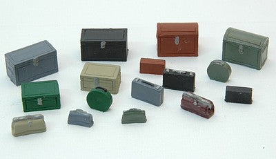 JL Innovative Design 345 HO Scale Vintage Luggage & Trunk Set -- Unpainted Metal Castings