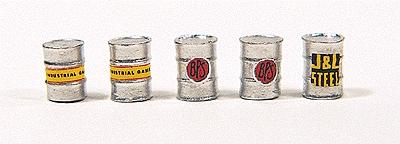 JL Innovative Design 412 HO Scale Industrial Barrels pkg(5) -- Silver