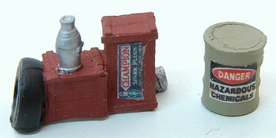 JL Innovative Design 438 HO Scale Custom Gas Station Junk Pile & Hazardous Material Barrel -- Set #1