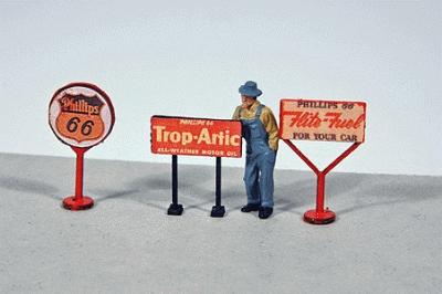 JL Innovative Design 467 HO Scale Vintage Gas Station Curb Signs -- Phillips 66 pkg(3)