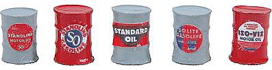 JL Innovative Design 575 HO Scale Custom Oil Barrels -- Standard Oil (red, gray) pkg(5)