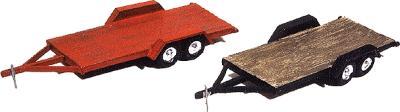 JL Innovative Design 923 HO Scale Wood-Deck Tandem 2-Axle Car Trailers - Kit -- Unpainted Metal Kit pkg(2)