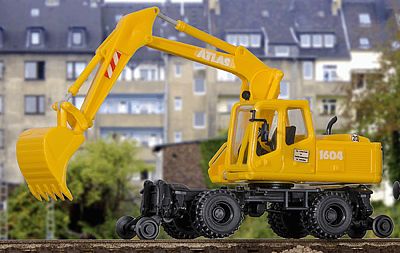 Kibri 16312 HO Scale Atlas 2-Way Excavator w/Hi-Rail Wheels - Kit -- Yellow, Black