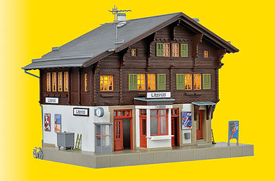 Kibri 39497 HO Scale Litziruti Station w/Lights -- Kit - 6-5/16 x 5-1/2 x 5-1/2" 16 x 14 x 14cm