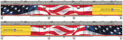 Walthers Proto 920-9200 HO Scale 85' ACF Baggage Car Union Pacific(R) Heritage Fleet - Ready to Run - Standard -- Union Pacific(R) #5769 (American Flag Scheme; Armour Yellow, gray)