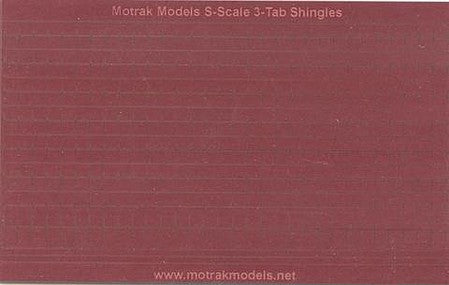 Motrak Models 64006 S Scale 3-Tab Shingles -- Red pkg(6)