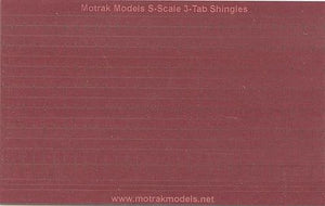 Motrak Models 64006 S Scale 3-Tab Shingles -- Red pkg(6)