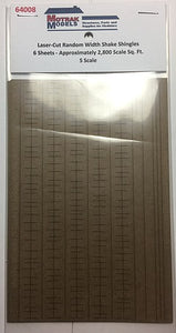 Motrak Models 64008 S Scale Random Width Shake Shingles -- pkg(6)
