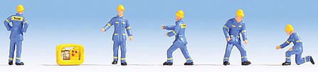 Noch 15025 HO Scale THW (Technical Aid Agency) -- 5 Figures (blue uniforms) & Portable Generator