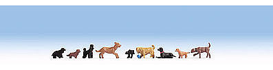 Noch 15719 HO Scale Dogs -- Set #2 pkg(9)