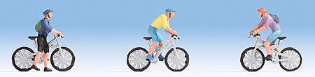 Noch 15899 HO Scale Recreation & Sports -- Mountain Bikers w/Bikes pkg(3)