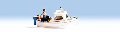 Noch 16822 HO Scale Fishing Boat w/Figures - Assembled