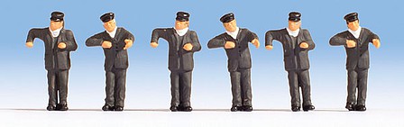 Noch 36281 N Scale Steam Locomotive Crewmen (Engine Drivers) -- Black Uniforms pkg(6)