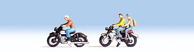 Noch 36904 N Scale Motorcyclists/Motorbikers -- 3 People & 2 Bikes Set #1