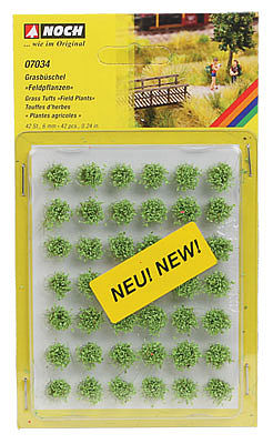 Noch 7034 All Scale Grass Tufts Mini Set -- Green Field Plants 1/4" 6mm pkg(42)