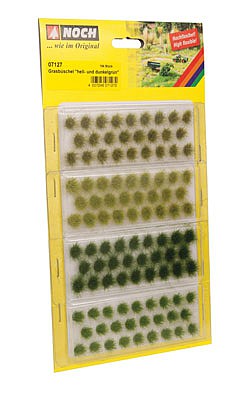 Noch 7127 All Scale Grass Tufts -- Light and Dark Green 1/4" 6mm Fibers pkg(104)