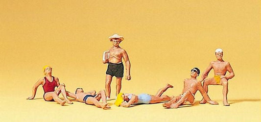 Preiser 10071 HO Scale Recreation & Sports -- Bathers Reclining pkg(6)