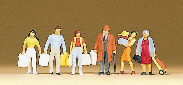 Preiser 10121 HO Scale Pedestrians -- People Shopping pkg(6)