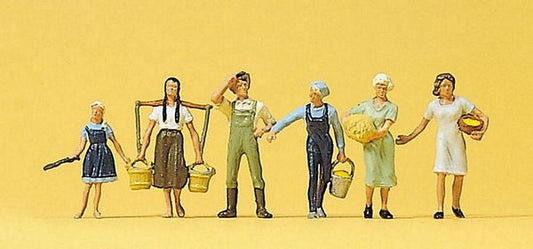 Preiser 10295 HO Scale People Working -- Female & Male Farm Workers pkg(6)