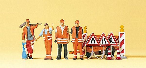 Preiser 10347 HO Scale People Working -- Street Repair Crew w/Accessories