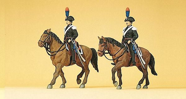 Preiser 10398 HO Scale Police Mounted On Horseback -- Italian Police