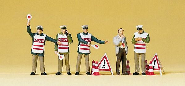 Preiser 10419 HO Scale People Working -- Policemen w/Warning Vests and Accessories