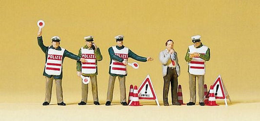 Preiser 10419 HO Scale People Working -- Policemen w/Warning Vests and Accessories