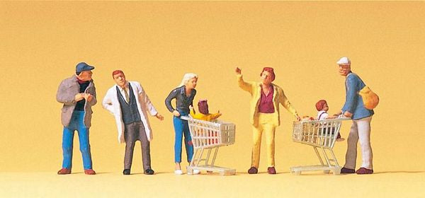 Preiser 10492 HO Scale Pedestrians -- Going Shopping w/Carts